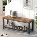 EXCEFUR Entryway Bench, Modern Wood and Metal Storage Bench for Hallway Front Door Entrance, Industrial Indoor Shoe Rack Bench Seat for Living Room Bedroom, 43.3 Inch Rustic Brown, 2-Tier