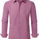 Mens Business Dress Shirt Long Sleeve Button Down Formal Shirt for Men Cotton Slim Fit Shirt for Wedding (Medium, Dark Pink)