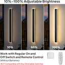 2 Pack 39.3 inch Modern Led Outdoor Wall Light, 3000K-6000K 10%-100% Dimmable Lights for Outside, IP65 Waterproof Wall Sconce Light with Remote Control for Porch,Hallway, Garage,Patio,Stairway,Yard, 100CM