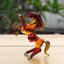(Bundle of 2) Handmade Mini 2.5" Brown Victory and Standing Horse Figure Blown Glass Art, Miniature Wild Animals, Collectible Figurine Gift Ideas, Tiny Ornament, Cool Stuff Decor
