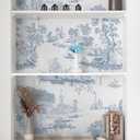 Hopepak 17.3''x197'' Toile Peel and Stick Wallpaper for Bedroom Bathroom White and Blue Wall Paper Self Adhesive Removable French Contact Paper Decoral Cabinets