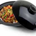 Casserole Clay Dry Pot Heat-resistant Premium Saucepan Ceramic Bowl with Lid Cook Soup Terrine Black 42oz