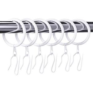 Hotop 30 Pcs Metal Drapery Curtain Rings 0.98/1.26/1.65 inch Interior Diameter and 30 Pcs Hanging Curtain Drapery Pin Hooks for Window Door Shower(32 mm,White)