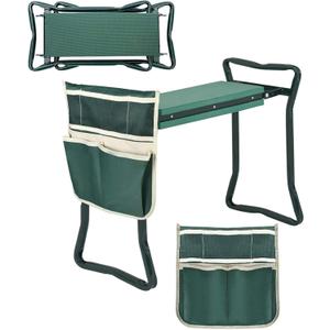 Foldable Garden Kneeler and Seat Heavy Duty Gardening Bench Soft Cushion Seat with Tool Pouch and Kneeling Pad