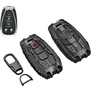 Heavy Duty Zinc Alloy Key Fob Cover, Accessories, Key Fob Case, Keychain Compatible with 2016 2017 2018 2019 2020 2021 2022 Chevy Malibu Camaro Cruze Traverse Sonic Volt Bolt Equinox (5 Buttons)