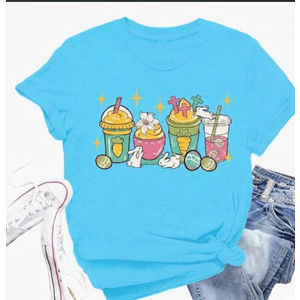 Easter Shirts for Women Happy Easter T-Shirt Cute Bunny Rabbit Print Tee Tops, Large