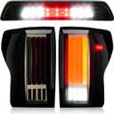 LED Tail Light Fit for Toyota Tundra 2007-2013, Taillight Assembly Replacement Left + Right Pair, Smoke + Red Lens (Smoke Tail Light+ Red 3rd Brake Light)