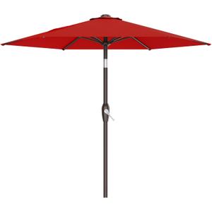 AreShark 7.5FT Patio Umbrella Table Market Umbrella with 6 Sturdy Ribs, Button Tilt/Crank Heavy-Duty Round Outdoor Umbrellas for Garden, Deck, Backyard,and Pool, Red
