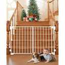 No Bottom Bar Baby Gate for Stairs Doorways, 29"-43.5" Adjustable Wall Mount Baby Gates Extra Wide with Bottom Wheels, Safety Dog Pet Gate, Easy Install, 30" Tall, White 