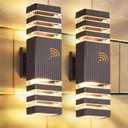 DASTOR 2 Pack Dusk to Dawn Light Fixture, Modern Wall Lights Brown Exterior Sconce, 3000K Up and Down Porch Lights for House Garage Patio