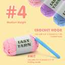 UzecPk 4 * 50g/1.76oz Beginner Yarn, 4 * 87yds Beginner Crochet Yarn | Pink Purple Blue Yellow Crochet Yarn for Beginners Easy-to-See Stitches, Worsted-Weight Medium #4 Blend Crochet Kit Making