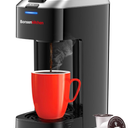 Bonsenkitchen Single Serve Coffee Maker K Cup Pod with 614oz Brew Size 3 Min Fast Brewing Machine with Strength Control, BPAfree Materials, Fits 6.6" Travel Mugs, Silver, Upgrade