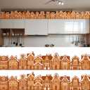 2 Pcs 5.2 ft X1 ft Christmas Gingerbread House Decoration for Above The Cabinet Plastic Cardboard Xmas Village House Farmhouse Gingerbread Village Silhouette Cutout for Tabletop Kitchen Shelf