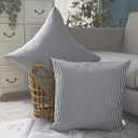CARRIE HOME Blue White Farmhouse Striped Pillow Covers 18x18 Set of 2 Navy Blue Farmhouse Decor Pillows for Sofa Bedroom Chair and Christmas Decoration
