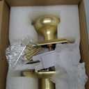 Door Knobs Interior, Classic Decorative Satin Brass Passage Door Knob Perfect for Bedroom or Bathroom Doors, Durable Stylish Hardware for Indoor Use- 1 Pack