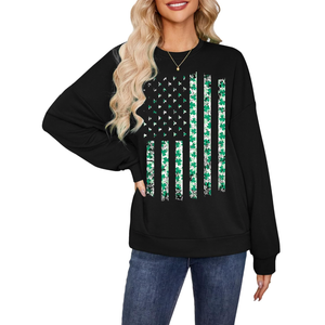 St. Patrick's Day Womens Long Sleeve Crewneck Sweatshirt Irish Top(Size 2XL)