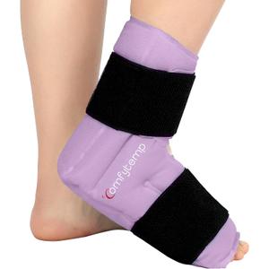 Comfytemp Large Ankle Foot Ice Pack Wrap for Plantar Fasciitis Relief, FSA Eligible HSA, Feet Brace for Sprained Ankle, Heel Spur, Swelling, Tendonitis, Pain, Hot & Cold Therapy, 1 Pack (Purple)