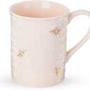 Pinky Up Annette Ceramic Tea Cup with Infuser and Lid, Travel Mug for Loose Leaf Teas, Home Office, Camping, Picnic Party, 12 oz, Set of 1, Honeycomb