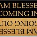 Funny Welcome Doormat - Blessed Coming & Going, 23.7 in X 15.6 in Fabric Top with Anti-Slip Rubber Back for Entrance Way Indoor Use