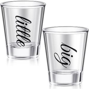 Lounsweer 2 Pcs Sorority Big Little Shot Glasses with Thick Base Big Little Sorority Gifts 2 oz Tequila Shot Glasses Mini Cups(Black)