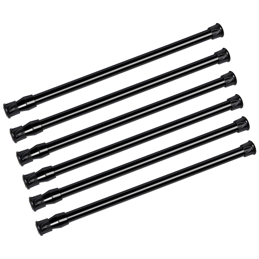 6 Pack Shower Curtain Rod, Small Tension Rods 7-11 inches Adjustable Spring Steel Cupboard Bars Tension Curtain Rod Shower Rod Closet Rod, (Black, 7-11 in-6Pcs)