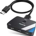 [Upgrade] HDMI Switch 3 in 1 Out, 4K@60Hz HDMI 2.0 Switch Splitter with 2.6FT Long HDMI Cable, 3-Port HDMI Switcher Selector, Supports 4K 30Hz 3D 1080P HDCP2.2 for PS5 Xbox DVD Player Fire Stick PC
