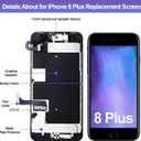 for iPhone 8 Plus Screen Replacement Kit A1864 A1897 A1898 with Ear Speaker Proximity Sensor Home Button Front Camera 3D Touch LCD Display Digitizer Black 5.5 inch