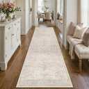 Rugxara 2'6" x 8' Hallway Runner Rug, Non Slip Boho Runner Rugs for Hallway, Kitchen, Entrance, Bathroom, Laundry Room, Soft Ultra-Thin Entryway Carpet, Throw Low Pile Retro Carpet, Brown