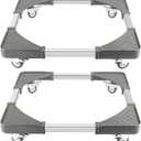 HAKZEON 2 Packs Movable Base, Adjustable Fridge Stand Washing Machine Stand Mobile Roller with 4 Locking Swivel, Telescopic Furniture Dolly Roller, Load Up 480 LB