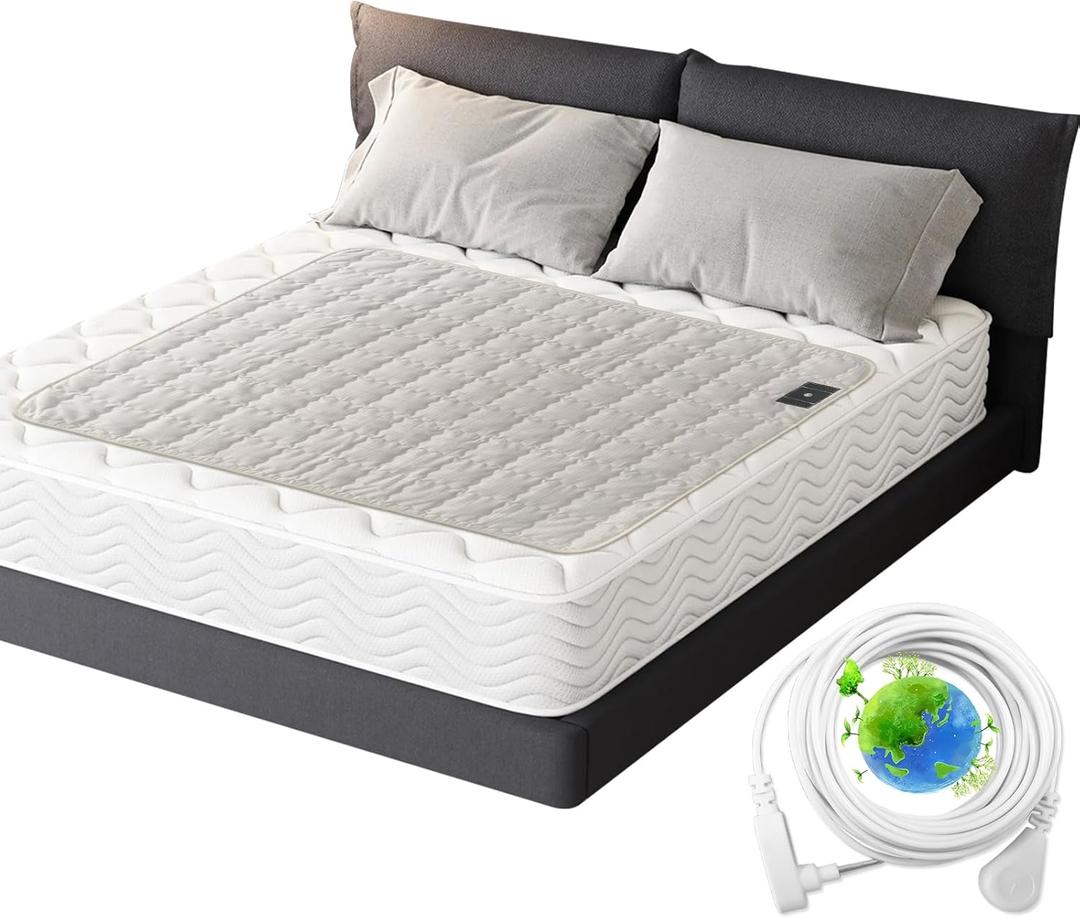 Grounding Mat Cotton Grounded Pad Silver Fiber Earth Connected Mat for Bed (35"x 50",Beige) Improves Sleep, Promotes Circulation