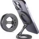 Double Magnetic Ring Phone Holder  Attach to Any Iron Surface | 1/4" Screw Hole | Compatible with iPhone 16/15/14/13/12 Pro Max Series & MagSafe Cases (MS-01-Black)