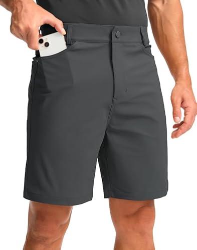 Viodia Men's Golf Shorts with Pockets 7 Inch Flat Front Slim Fit Chino Stretch Shorts for Men Summer Casual Dress, Size 32