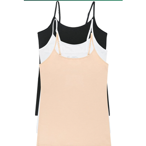Womens Cotton Modal Camisole, Adjustable Cotton Tank Top 3-Pack, Size XL