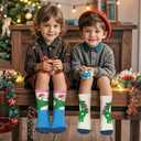 4-Pairs Merino Wool Socks for Kids - Animal Dinosaur Winter Warm Thickened Thermal Socks For Boys, Toddlers, Children (3-5T)