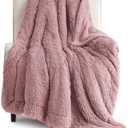 Bedsure GentleSoft Fluffy Dusty Pink Throw Blanket Gifts for Women, Girls, Soft Fleece Cozy Fuzzy Sherpa Plush Warm Minky Thick Faux Fur Throws for Couch, Dark Pink Decor Blanket Gifts for Her, 7x9ft
