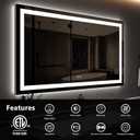 ROOMTEC 48 x 30 Inches LED Bathroom Mirror with Lights, Vanity Mirror with Front and Backlight, Smart Dimmable Anti-Fog LED Mirror for Bathroom, Memory Function, Tempered Glass (Horizontal/Vertical)