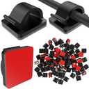 Blulu 100 Pieces Adhesive Cable Clips Bulk Wire Hooks Organizers for Cords Outdoor Rope Light Clips for String Fairy Hanging Lights Halloween Thanksgiving Christmas Party (Medium, Black)