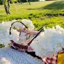 2 PCS Natural Wicker Basket with Double Handles and Washable Gingham Liner, Small Hand Woven Gifts Basket Empty for Easter, Picnics, Gifts, Home Decor, Candy Fruit Storage, 13 x 9 x 4.7 Inch