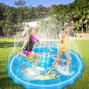 Mademax Upgraded 67" Splash Pad, Sprinkler & Splash Play Mat, Inflatable Summer Outdoor Sprinkler Pad Water Toys Fun for Children, Infants, Toddlers, Boys, Girls and Kids (Blue)