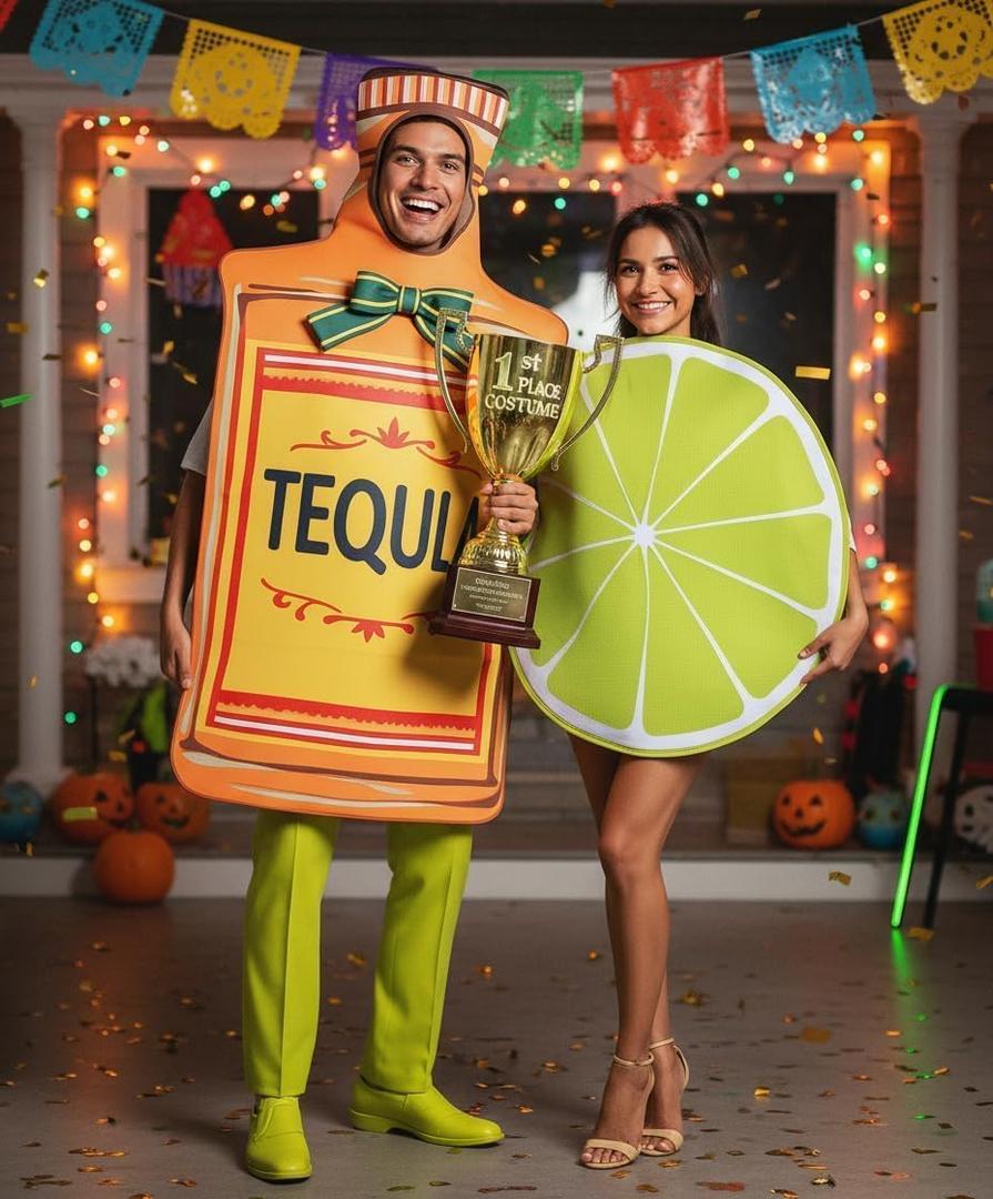 Tequila &Lime, Pickle, Peanut Butter and Jelly, Fried Egg & Bacon | Food-Themed Halloween 2025 Dress-Up (One Size Fits Most Adults)