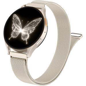 SNBLK Slim Metal Magnetic Bands Compatible with Samsung Galaxy Watch 7 Band 6 5 4 FE 40mm 44mm/6 Classic/Active 2/5 Pro/3, 20mm Milanese Stainless Steel Mesh Strap for Samsung Watch Bands for Women