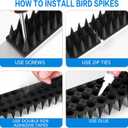 BORHOOD Bird Spikes, 20 Pack Pigeon Deterrent for Small Birds Raccoon Cats Defender for Outside to Keep Squirrel Away, Plastic Fence Spike for Railing and Roof-Black