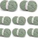 Chunky Yarn for Hand Knitting, Chunky Chenille Blanket Yarn for Crocheting, Bulky Soft Fluffy Chenille for Blanket Project, 8 Pack of 8oz/25yds, Sage Green