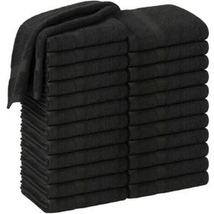 HOME ESSENTIALS Salon Towels (15 x 25 inches) 24 Pack, Black Hand Towels for Bathroom, Quick Dry Gym Towels, Spa Face Towel, Absorbent Cotton Towels for Barber, Gym, Bath, Pedicure and Home Hair Care