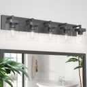 Bathroom Vanity Light, Square Design 5 Lights Morden Bathroom Lighting Fixtures Over Mirror, Black Vanity Light for Living Room/Bedroom