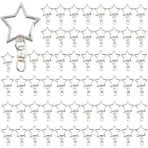 Murtenze 60 Pcs Gold Star Shaped Keychain, Metal Swivel Clasp Spring Snap Hook Chain Hanging Buckle for DIY Crafts, Keychain Makers