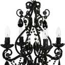 Tadpoles Mini 4-Bulb Vintage Chandelier - White Diamond | 14" x 14" x 17" | Plug-In or Hardwired | Uses Four 25-Watt E12 Candelabra Bulbs | Faux Crystal Chandelier with Acrylic & Glass Beads