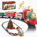 Christmas Kids Train Set - Train Toys w/Sounds (Turn ON/Off), Lights, Electric Toddlers Classical Train for Christmas Village Tree, Train Set for Kids Ages 3-8, Christmas Toys Gifts