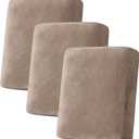 H.VERSAILTEX Velvet Stretch Couch Cushion Cover Plush Cushion Slipcover for Chair Loveseat Sofa Cushion Furniture Protector Seat Cushion Sofa Cover (3 Piece Sofa Cushion Covers, Taupe)