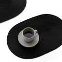 FunWheat Oval Braided Placemats Set of 8 Table Mats for Dining Tables Washable Heat Resistant Place Mats for Indoor Outdoor Use 12 x18 Inch(Oval Black, 8pcs)